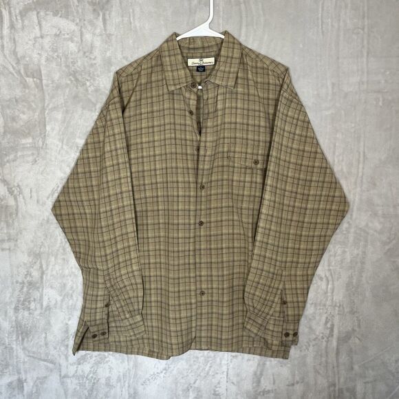 Tommy Bahama Mens Size Large 100% Silk Plaid Long Sleeve Button Down Shirt - Picture 1 of 8